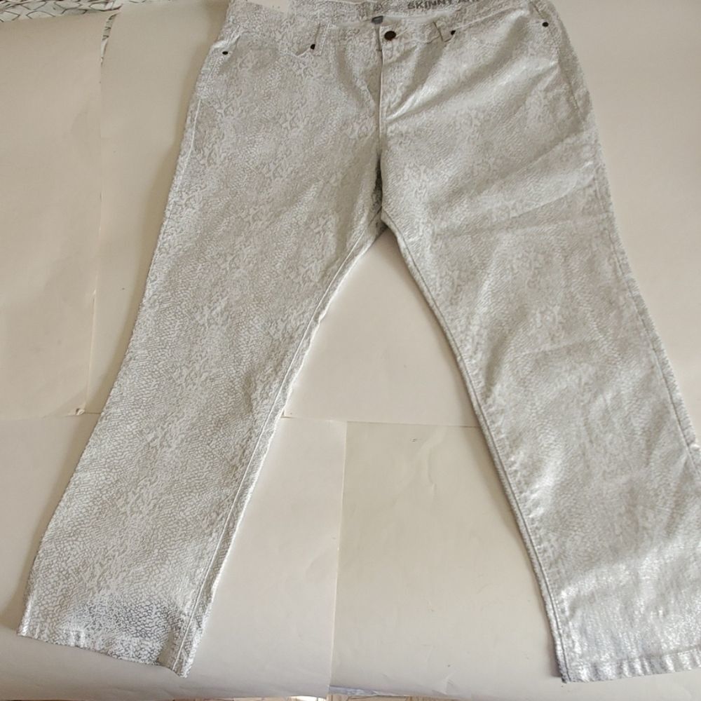 NY&C silver snakeskin print low rise skinny jeans